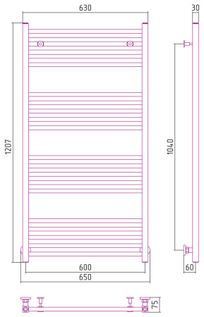 Полотенцесушитель водяной Сунержа Модус (120х60) Золото 03-0250-1260